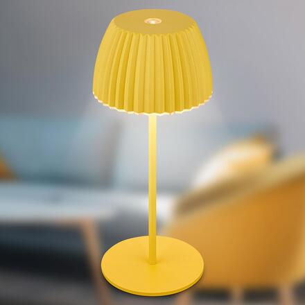 BRILONER Nabíjecí stolní lampa Riffle Mini - 20 cm, 1,5W, 150lm, bezdrátová, LED, stmívatelné, dotykový vypínač, žlutá 7552017