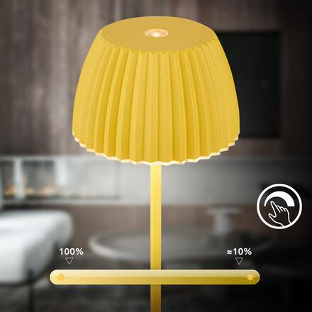 BRILONER Nabíjecí stolní lampa Riffle Mini - 20 cm, 1,5W, 150lm, bezdrátová, LED, stmívatelné, dotykový vypínač, žlutá 7552017