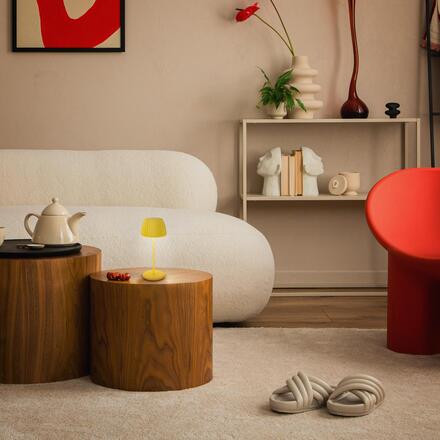 BRILONER Nabíjecí stolní lampa Riffle Mini - 20 cm, 1,5W, 150lm, bezdrátová, LED, stmívatelné, dotykový vypínač, žlutá 7552017