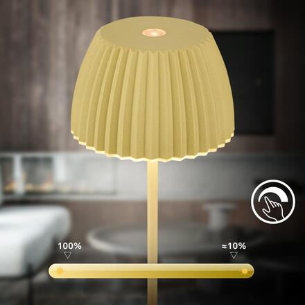 BRILONER Nabíjecí stolní lampa Riffle Mini - 20 cm, 1,5W, 150lm, bezdrátová, LED, stmívatelné, dotykový vypínač, zelená 7552019