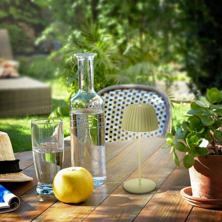 BRILONER Nabíjecí stolní lampa Riffle Mini - 20 cm, 1,5W, 150lm, bezdrátová, LED, stmívatelné, dotykový vypínač, zelená 7552019