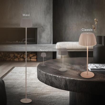 BRILONER Nabíjecí stolní lampa Riffle - 36,5 cm, 2W, 200lm, IP44, bezdrátová, LED, stmívatelná, dotykový vypínač, béžová 7553011