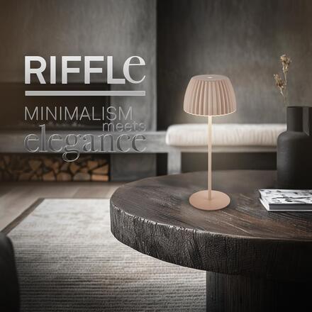 BRILONER Nabíjecí stolní lampa Riffle - 36,5 cm, 2W, 200lm, IP44, bezdrátová, LED, stmívatelná, dotykový vypínač, béžová 7553011