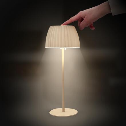 BRILONER Nabíjecí stolní lampa Riffle - 36,5 cm, 2W, 200lm, IP44, bezdrátová, LED, stmívatelná, dotykový vypínač, béžová 7553011