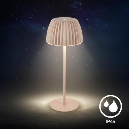 BRILONER Nabíjecí stolní lampa Riffle - 36,5 cm, 2W, 200lm, IP44, bezdrátová, LED, stmívatelná, dotykový vypínač, béžová 7553011