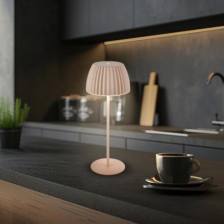 BRILONER Nabíjecí stolní lampa Riffle - 36,5 cm, 2W, 200lm, IP44, bezdrátová, LED, stmívatelná, dotykový vypínač, béžová 7553011