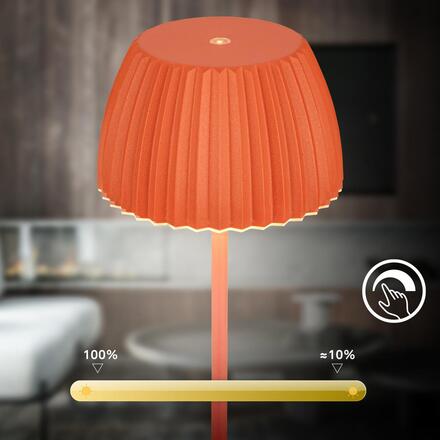 BRILONER Nabíjecí stolní lampa Riffle - 36,5 cm, 2W, 200lm, IP44, bezdrátová, LED, stmívatelná, dotykový vypínač, oranžová 7553012