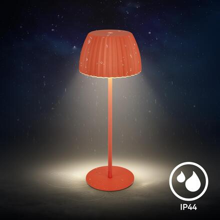 BRILONER Nabíjecí stolní lampa Riffle - 36,5 cm, 2W, 200lm, IP44, bezdrátová, LED, stmívatelná, dotykový vypínač, oranžová 7553012