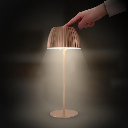 BRILONER Nabíjecí stolní lampa Riffle - 36,5 cm, 2W, 200lm, IP44, bezdrátová, LED, stmívatelná, dotykový vypínač, měď 7553013