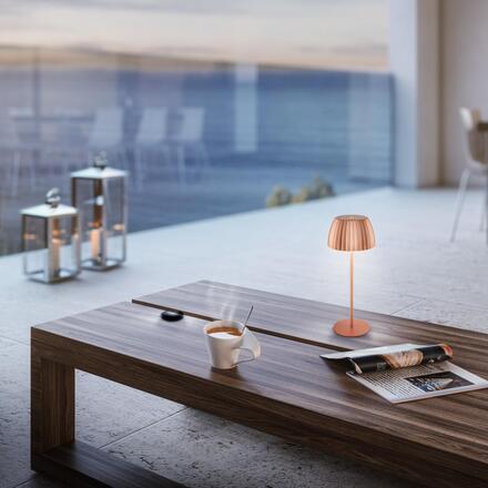 BRILONER Nabíjecí stolní lampa Riffle - 36,5 cm, 2W, 200lm, IP44, bezdrátová, LED, stmívatelná, dotykový vypínač, měď 7553013