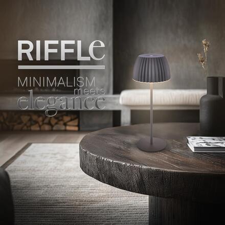 BRILONER Nabíjecí stolní lampa Riffle - 36,5 cm, 2W, 200lm, IP44, bezdrátová, LED, stmívatelná, dotykový vypínač, antracit 7553015