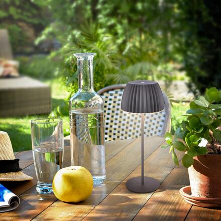 BRILONER Nabíjecí stolní lampa Riffle - 36,5 cm, 2W, 200lm, IP44, bezdrátová, LED, stmívatelná, dotykový vypínač, antracit 7553015