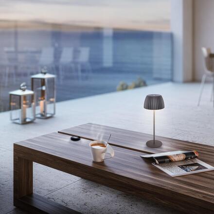 BRILONER Nabíjecí stolní lampa Riffle - 36,5 cm, 2W, 200lm, IP44, bezdrátová, LED, stmívatelná, dotykový vypínač, antracit 7553015