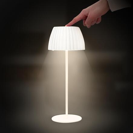 BRILONER Nabíjecí stolní lampa Riffle - 36,5 cm, 2W, 200lm, IP44, bezdrátová, LED, stmívatelná, dotykový vypínač, bílé 7553016