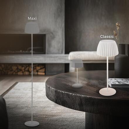 BRILONER Nabíjecí stolní lampa Riffle - 36,5 cm, 2W, 200lm, IP44, bezdrátová, LED, stmívatelná, dotykový vypínač, bílé 7553016