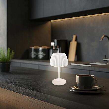 BRILONER Nabíjecí stolní lampa Riffle - 36,5 cm, 2W, 200lm, IP44, bezdrátová, LED, stmívatelná, dotykový vypínač, bílé 7553016