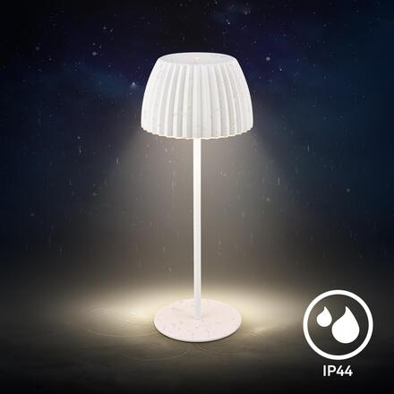 BRILONER Nabíjecí stolní lampa Riffle - 36,5 cm, 2W, 200lm, IP44, bezdrátová, LED, stmívatelná, dotykový vypínač, bílé 7553016