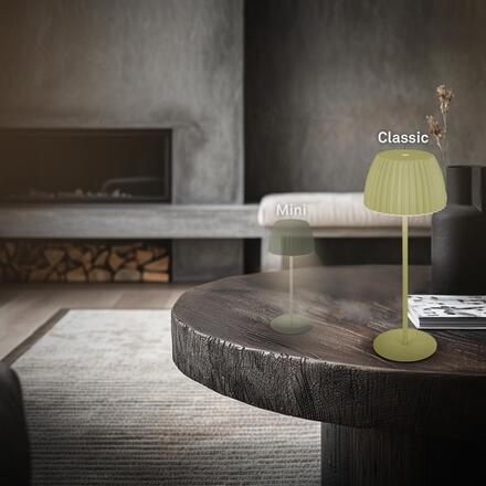 BRILONER Nabíjecí stolní lampa Riffle - 36,5 cm, 2W, 200lm, IP44, bezdrátová, LED, stmívatelná, dotykový vypínač, zelená 7553019