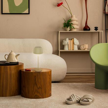 BRILONER Nabíjecí stolní lampa Riffle - 36,5 cm, 2W, 200lm, IP44, bezdrátová, LED, stmívatelná, dotykový vypínač, zelená 7553019