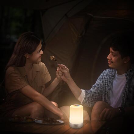 BRILONER Nubsi stolní lampička - 2,8W, 280lm, nabíjecí, LED, stmívatelné, RGB+W, matný chrom 7554014