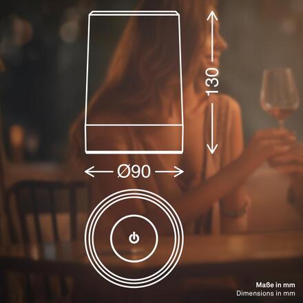 BRILONER Nubsi stolní lampička - 2,8W, 280lm, nabíjecí, LED, stmívatelné, RGB+W, matný chrom 7554014