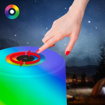 BRILONER Nubsi stolní lampička - 2,8W, 280lm, nabíjecí, LED, stmívatelné, RGB+W, matný chrom 7554014