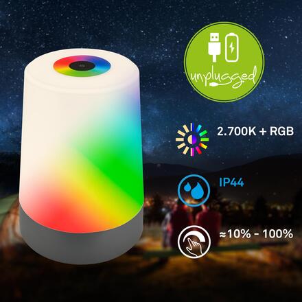 BRILONER Nubsi stolní lampička - 2,8W, 280lm, nabíjecí, LED, stmívatelné, RGB+W, antracit mat 7554015
