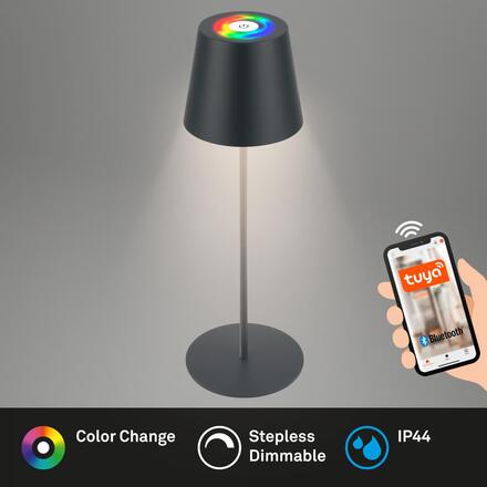 BRILONER Coloris LED stolní lampička Smart nabíjecí, ovládání přes aplikaci, stmívatelné, antracit 7559015