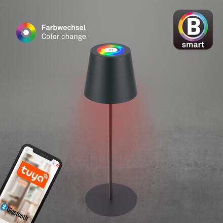 BRILONER Coloris LED stolní lampička Smart nabíjecí, ovládání přes aplikaci, stmívatelné, antracit 7559015