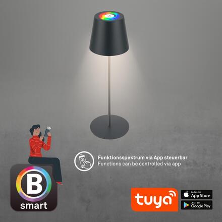 BRILONER Coloris LED stolní lampička Smart nabíjecí, ovládání přes aplikaci, stmívatelné, antracit 7559015
