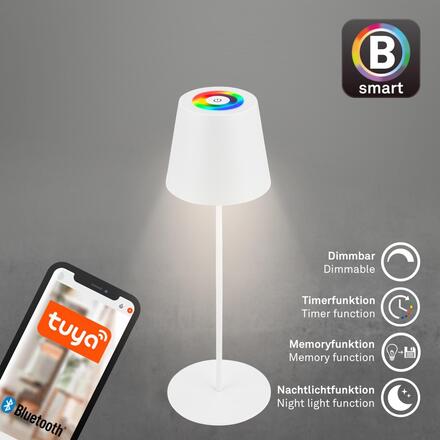 BRILONER Coloris LED stolní lampička Smart bezdrátová, ovládání přes aplikaci, stmívatelné, bílé 7559016
