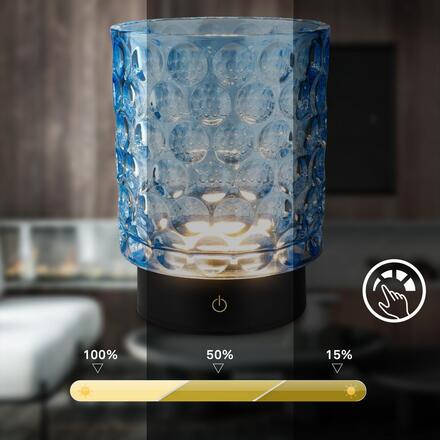 BRILONER Sunora LED stolní lampička bezdrátová IP44, stmívatelné, dotykový vypínač, modrá 7560010