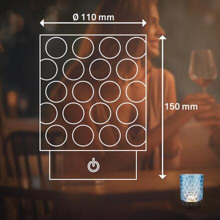 BRILONER Sunora LED stolní lampička bezdrátová IP44, stmívatelné, dotykový vypínač, modrá 7560010