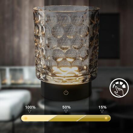 BRILONER Sunora LED stolní lampička bezdrátová IP44, stmívatelné, dotykový vypínač, šedá 7560014