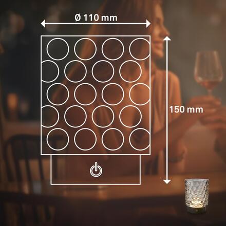 BRILONER Sunora LED stolní lampička bezdrátová IP44, stmívatelné, dotykový vypínač, šedá 7560014