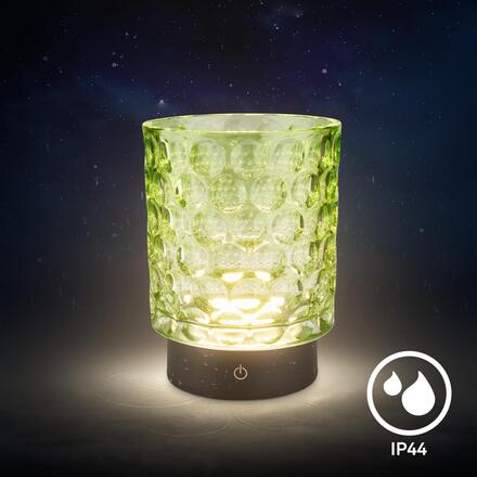 BRILONER Sunora LED stolní lampička bezdrátová IP44, stmívatelné, dotykový vypínač, zelená 7560019