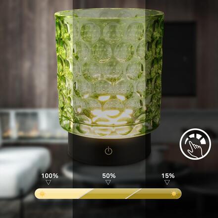 BRILONER Sunora LED stolní lampička bezdrátová IP44, stmívatelné, dotykový vypínač, zelená 7560019
