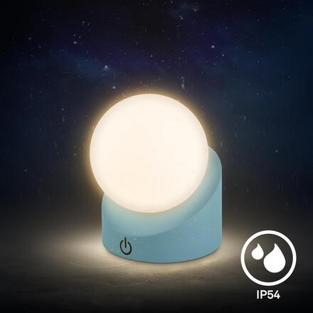 BRILONER Sora Mini LED stolní lampička bezdrátová IP54, stmívatelné, dotykový vypínač, modrá 7561010