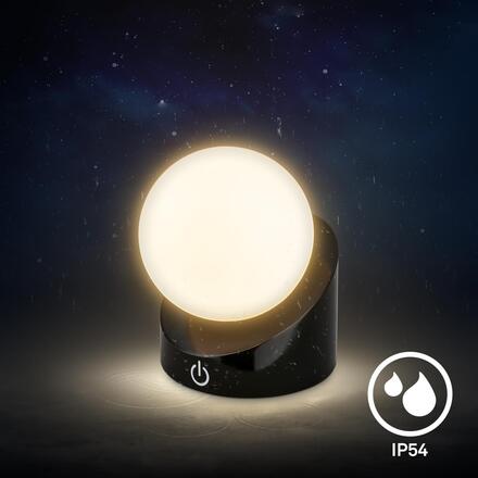 BRILONER Sora Mini LED stolní lampička bezdrátová IP54, stmívatelné, dotykový vypínač, černá 7561015
