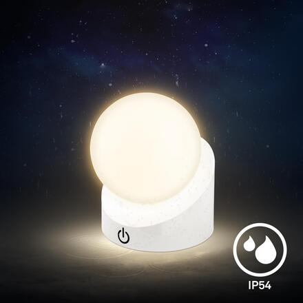 BRILONER Sora Mini LED stolní lampička bezdrátová IP54, stmívatelné, dotykový vypínač, bílá 7561016