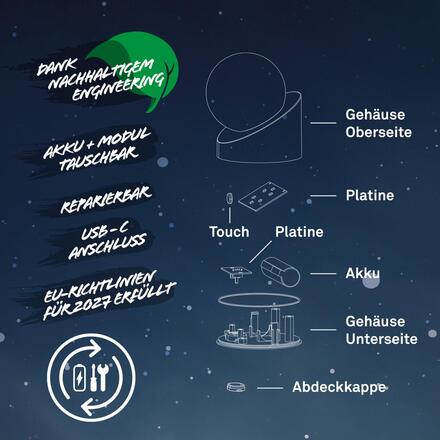 BRILONER Sora Mini LED stolní lampička bezdrátová IP54, stmívatelné, dotykový vypínač, zelená 7561019