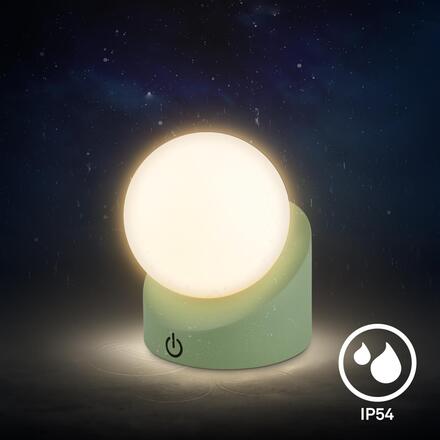 BRILONER Sora Mini LED stolní lampička bezdrátová IP54, stmívatelné, dotykový vypínač, zelená 7561019