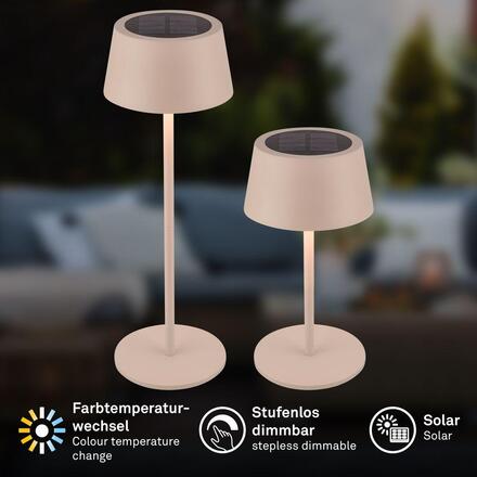 BRILONER Awia stolní lampička - 2W, 160lm, nabíjecí, LED, stmívatelné, dotykový vypínač, CCT, béžová 7572011