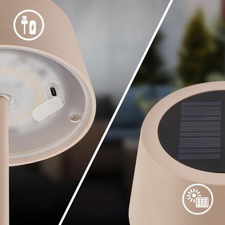 BRILONER Awia stolní lampička - 2W, 160lm, nabíjecí, LED, stmívatelné, dotykový vypínač, CCT, béžová 7572011