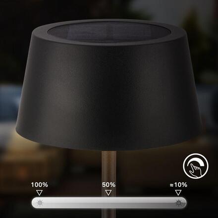 BRILONER Awia stolní lampička - 2W, 160lm, nabíjecí, LED, stmívatelné, dotykový vypínač, CCT, černá 7572015