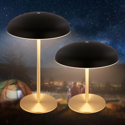 BRILONER Caxa stolní lampa - 2,8W, 300lm, bezdrátová, IP44, LED, stmívatelná, dotykový vypínač, černá/mosaz 7573015