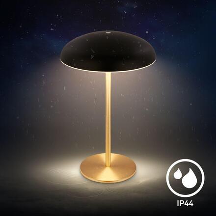 BRILONER Caxa stolní lampa - 2,8W, 300lm, bezdrátová, IP44, LED, stmívatelná, dotykový vypínač, černá/mosaz 7573015