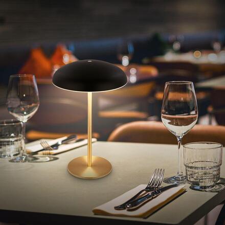 BRILONER Caxa stolní lampa - 2,8W, 300lm, bezdrátová, IP44, LED, stmívatelná, dotykový vypínač, černá/mosaz 7573015