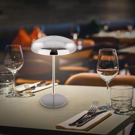 BRILONER Caxa stolní lampa - 2,8W, 300lm, bezdrátová, IP44, LED, stmívatelná, dotykový vypínač, chrom 7573018