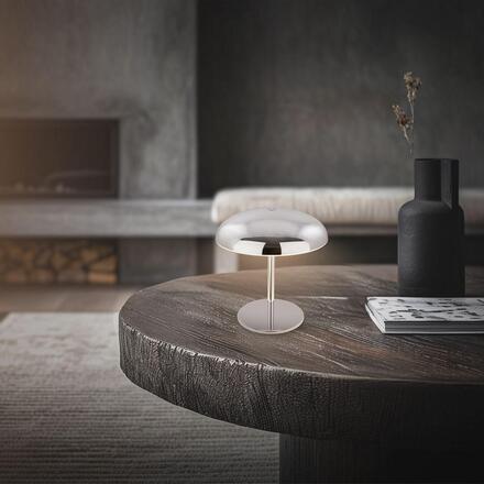 BRILONER Caxa stolní lampa - 2,8W, 300lm, bezdrátová, IP44, LED, stmívatelná, dotykový vypínač, chrom 7573018